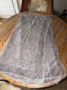 SUGARBOO & CO gray wool/silk scarf/shawl/34"x74"
